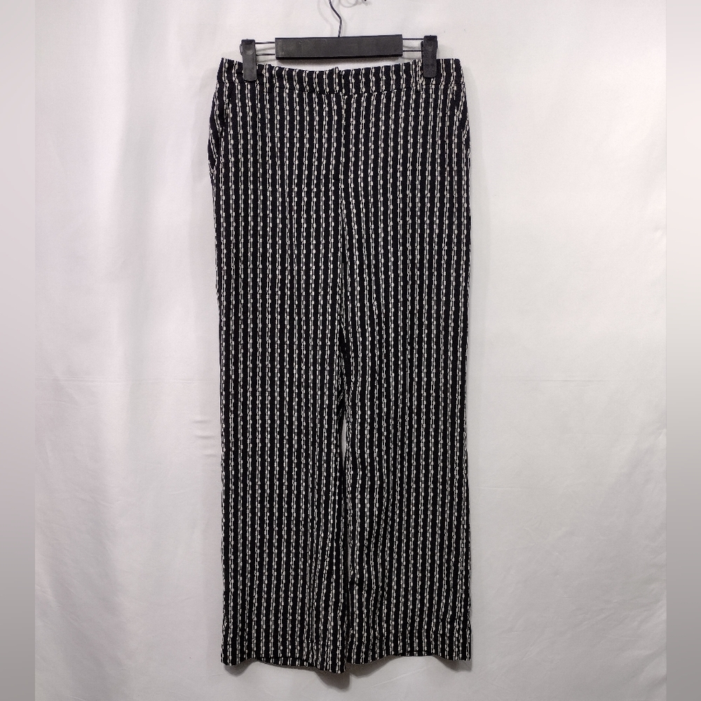 MNG Suit Collection Wide Leg Pants Womens 2 Black White Office Career Retro